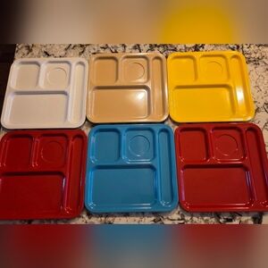 6 Divided Plastic School Lunch Cafeteria Trays Texas Ware USA Size 10" x 9.75"